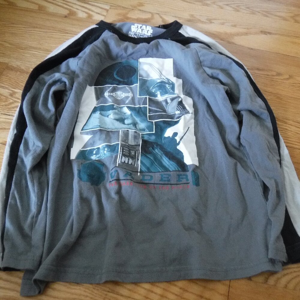 Star Wars Boys Size Medium Long Sleeve Darth Vader Shirt Black Grey